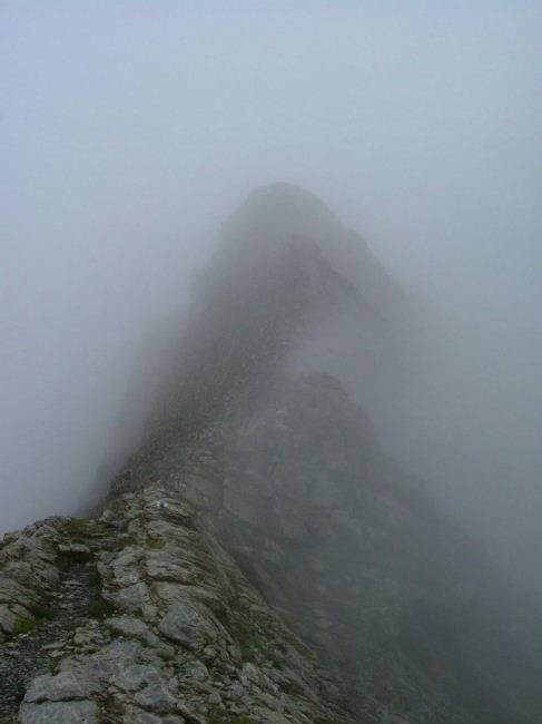 Klettersteig Schwarzhorn im Nebel