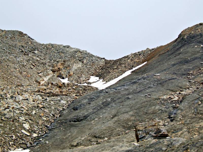 Zwischenbergpass. Die Route geht zum Zwischenbergpass und dann links über den