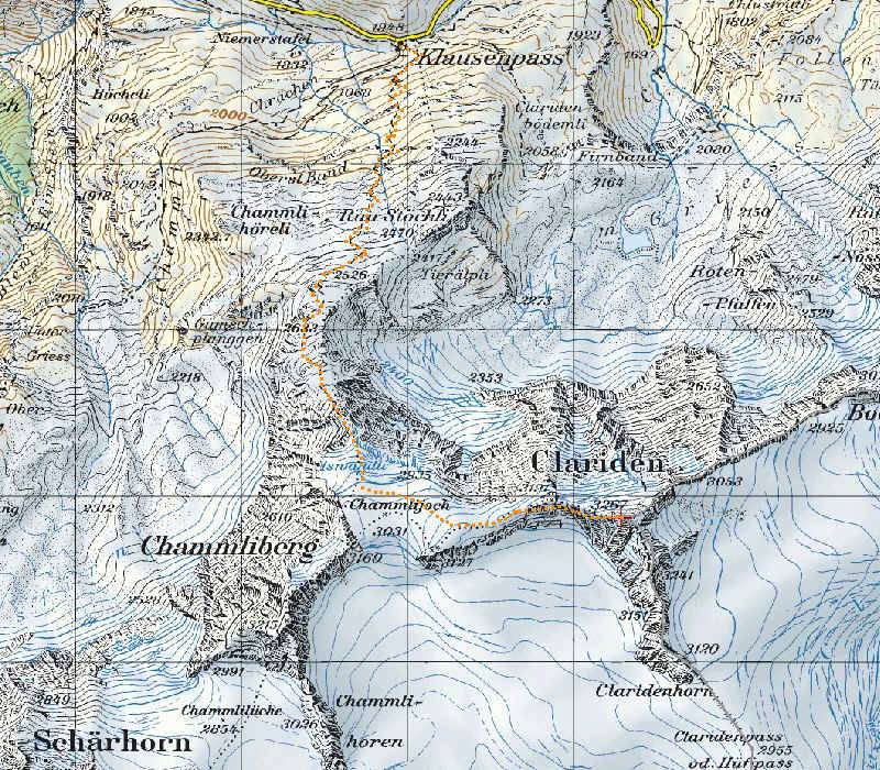 Die Route: Klausenpass - Iswaendli - Chammlijoch