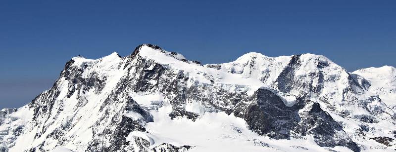 Monte Rosa vom Strahlhorn aus, (2007). Von links nach rechts: Signalkuppe,