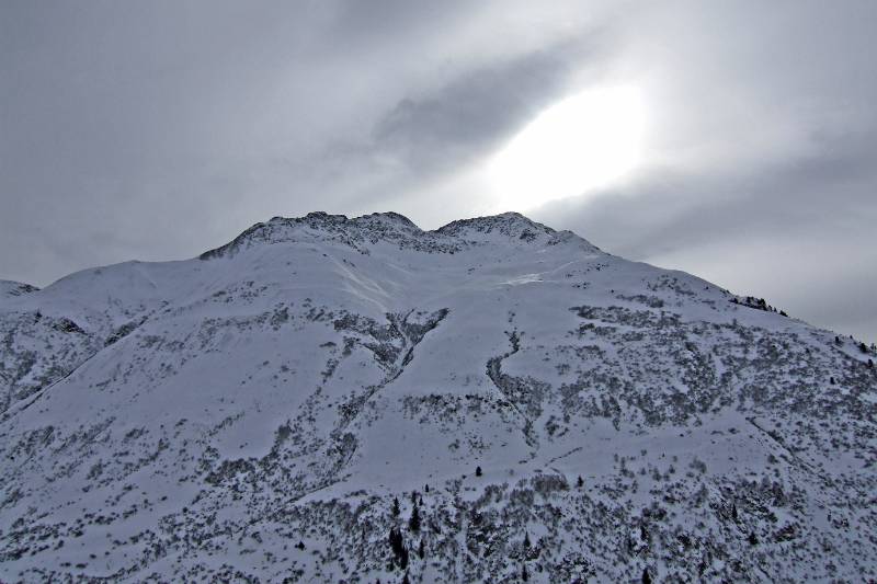 Piz Maler. Blick vom Skigebiet Dieni