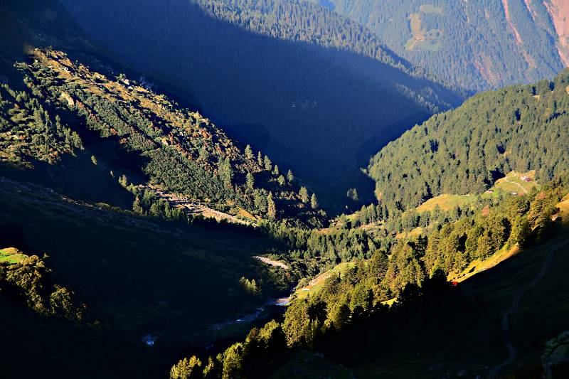 Das grüne Binntal in ersten Sonnenstrahlen