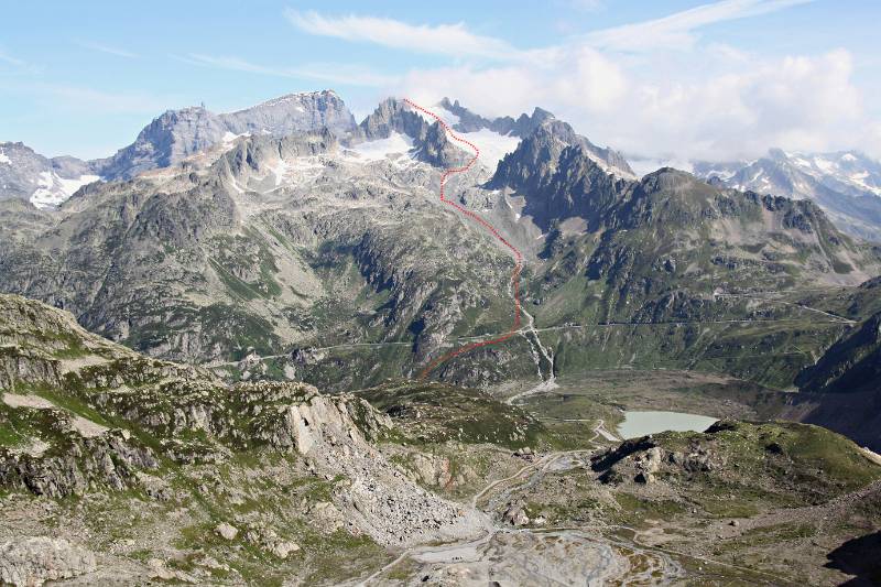 Die Skitourroute auf Fünffingerstöck (Skitour Fünffingerstöck 2008)