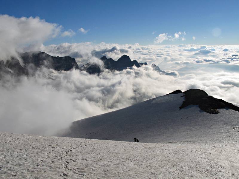 Aufstieg auf dem Glattfirn zum Spannortjoch