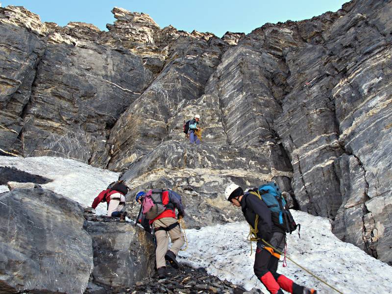 Der Einstieg in die Felsroute von Gr. Spannort