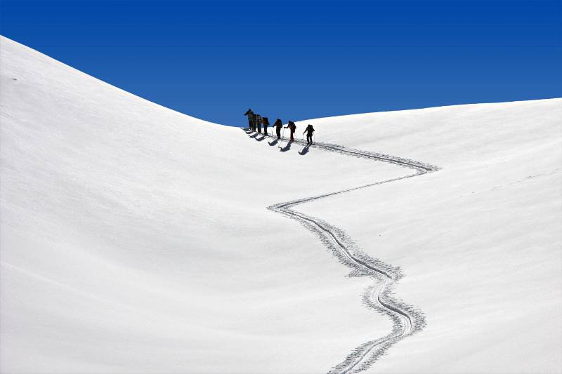 Die Spuren Richtung Passo dal Cantun