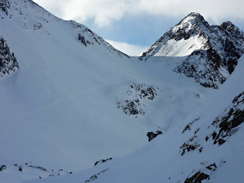 Noch eine Varianten-Möglichkeit. Aufstieg ca. 200m auf Sunnig Lücke (im Bild