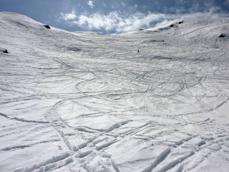 Viel Platz auf dem Titlis Gletscher. Leider Schneequalität war nicht besonders