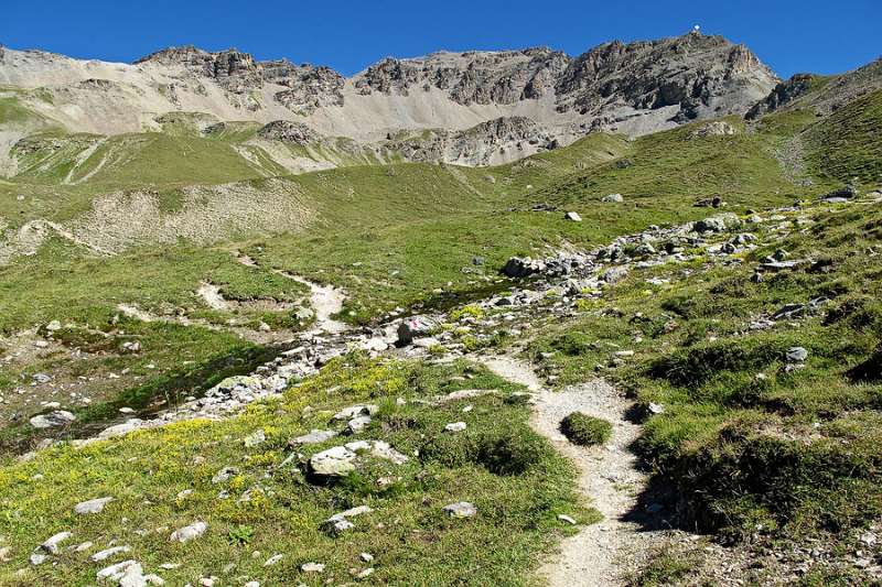 Nach der Alp Clünas bei der Abzweigung Richtung Lai da Minschun.