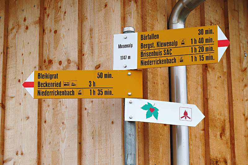 Die Wanderrichtungen von der Musenalp