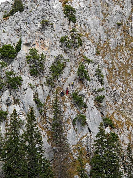 Drei Wanderer sind unterwegs auf Haggenspitz