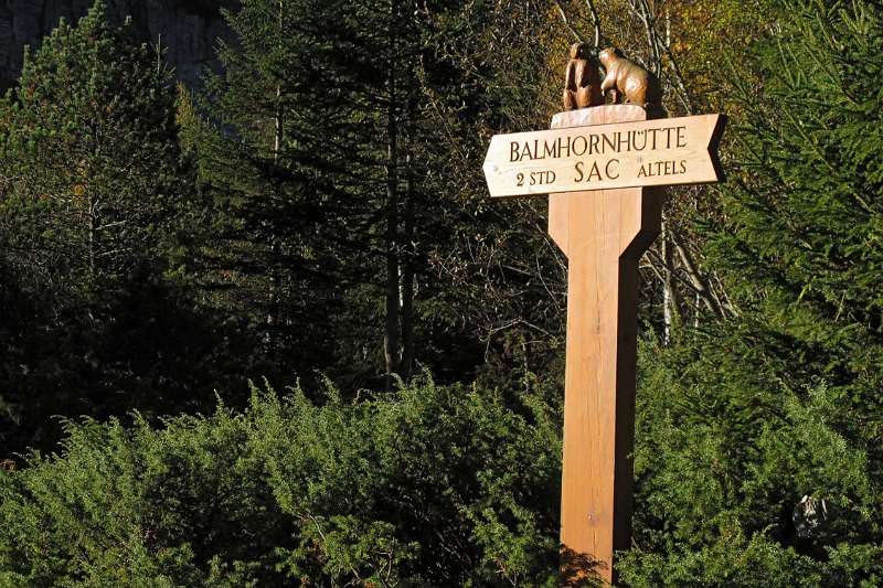 Die Abzweigung zur Balmhornhütte im Gasteretal