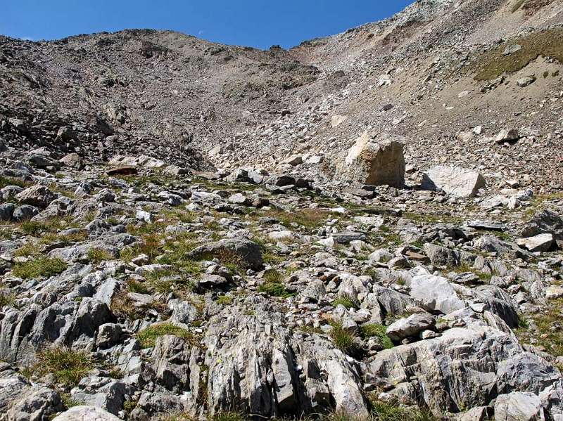 Blick zurück auf Aufstiegsroute