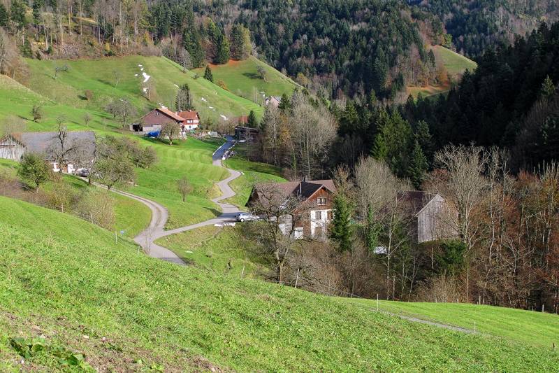 Gemütlich sitzen die Häuser im Tal des Zürcher Oberlands