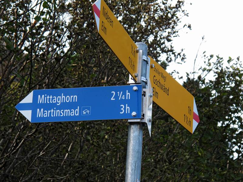 Die Abzweigung auf dem Firstboden Richtung Mittaghorn