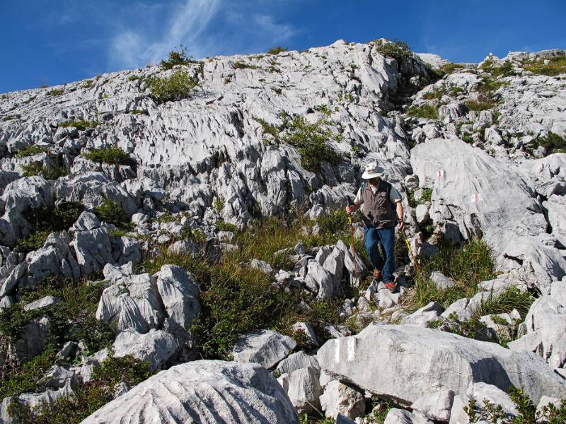 Steiniger Weg im Abstieg