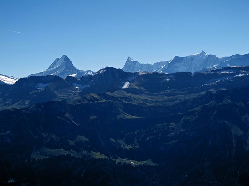 Schreckhorn, Finsteraarhorn und Fiescherhörner