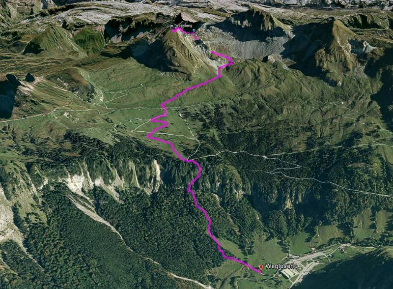 GPS Track der Wanderroute auf Google Earth