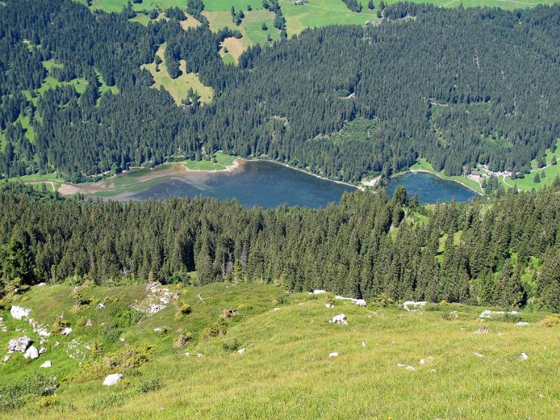 Blick auf Obersee im Abstieg