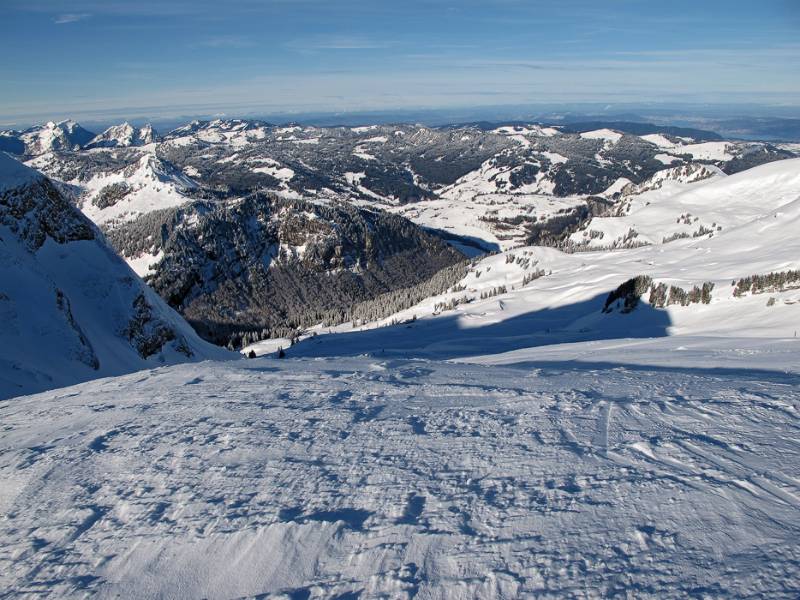 Blick Richtung Drüsberghütte entlang der Abfahrtroute