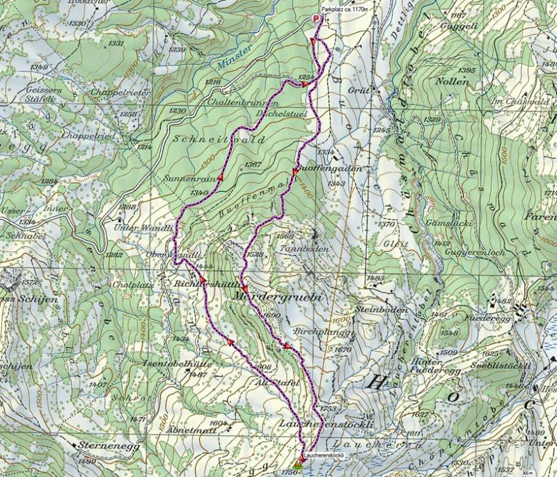 Die Route auf der Karte