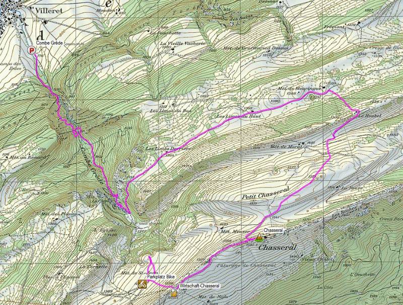 Die Wanderroute auf Topo-Karte