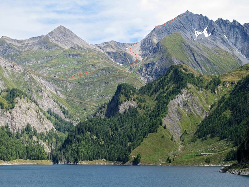 Cap. Motterascio und die Wanderroute auf Piz Terri