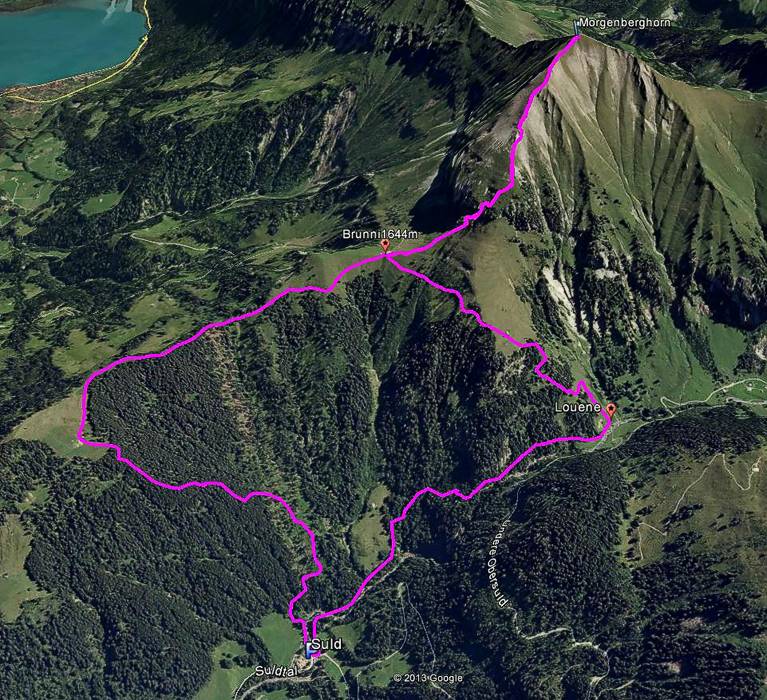 Die Wanderroute auf Google Earth