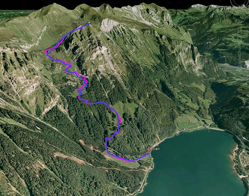 Überblick der Route auf Google Earth