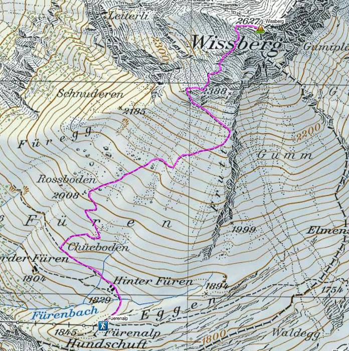 Die Route auf der Karte