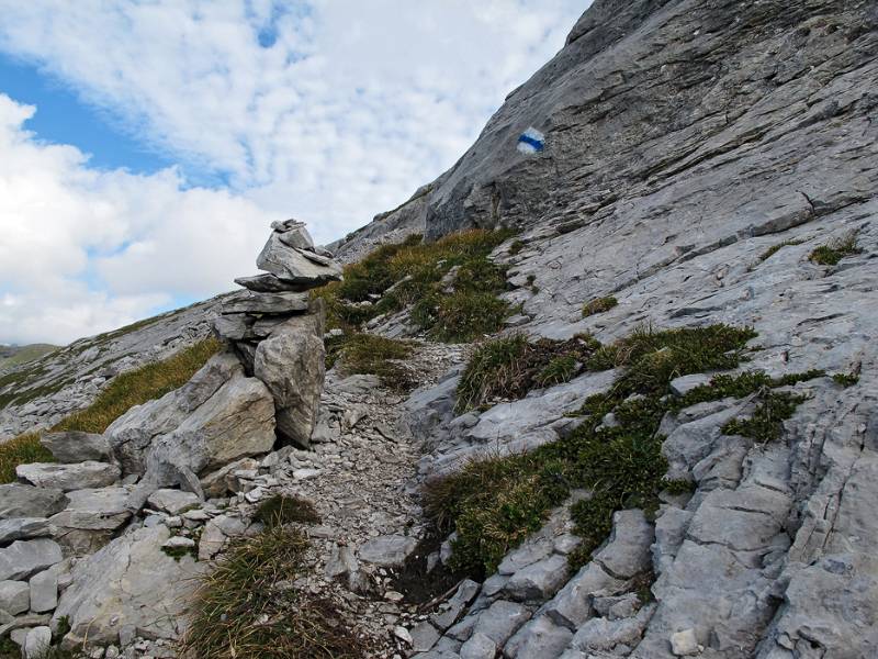 Im Aufstieg am Gipfelaufbau