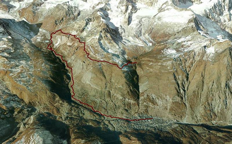 Die Wanderroute auf Google Earth
