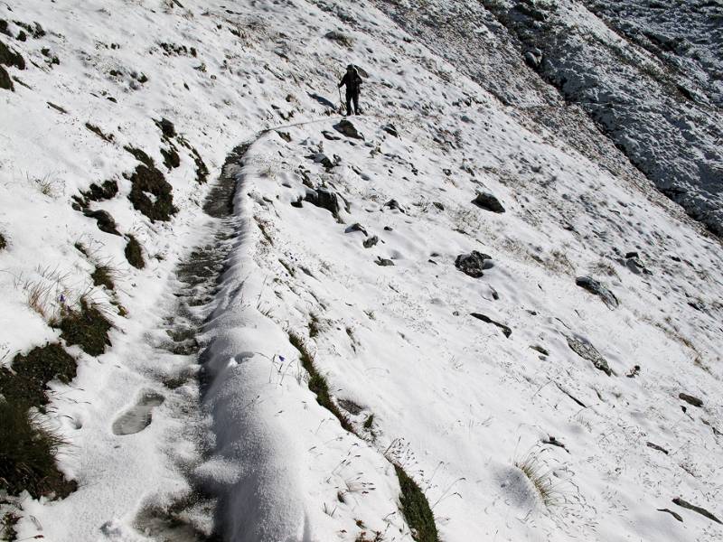 Wanderweg ist nass und manchmal rutschig