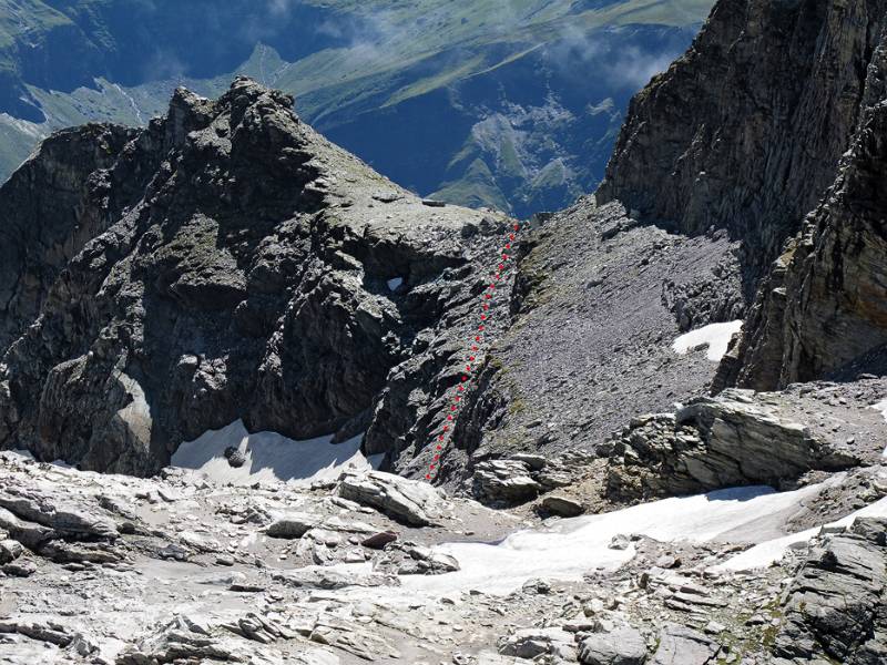 Die Rampe wird benutzt beim Aufstieg auf Gr. Chärpf