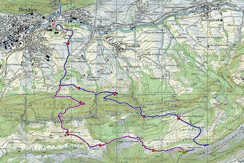 Die Wanderroute auf der Karte