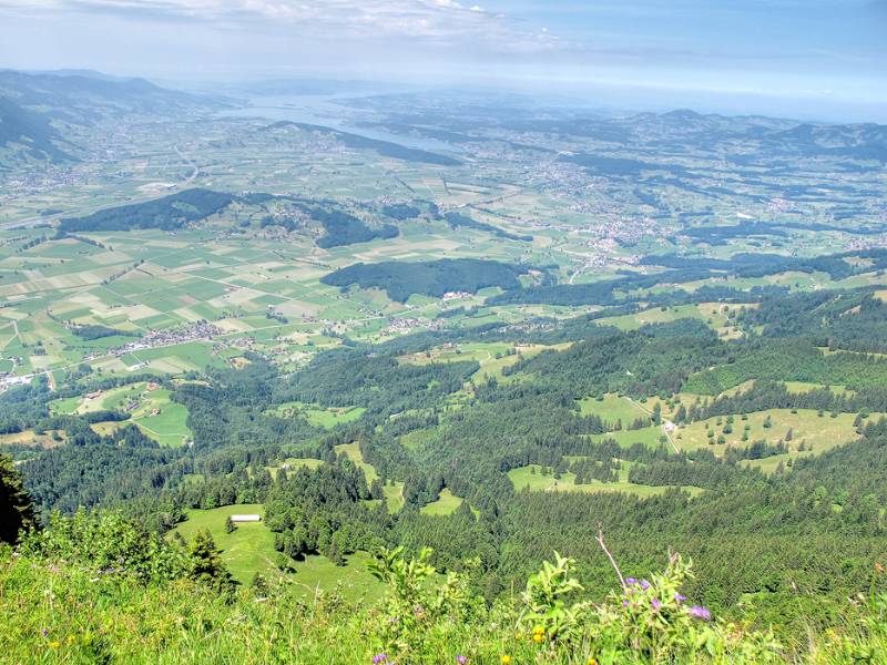 Linth Ebene und Zürich im Dunst