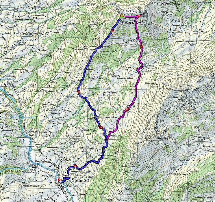 Die Wanderroute auf der Karte