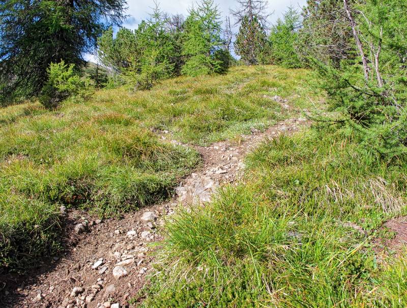 Gemütlicher Wanderweg entlang dem Rücken von Murtaröl