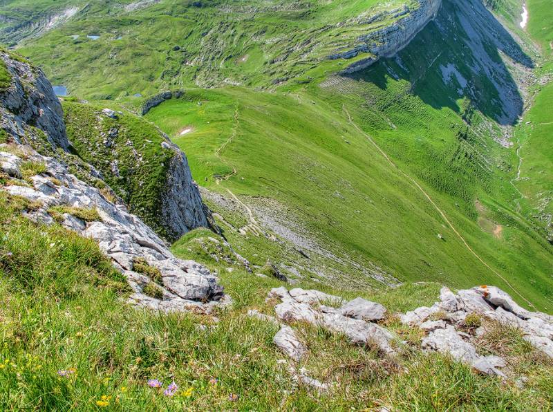 Die Wanderroute vom Gipfel aus