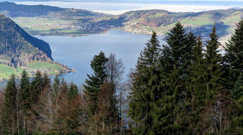 Ägerisee und Unterägeri am Ende des Sees