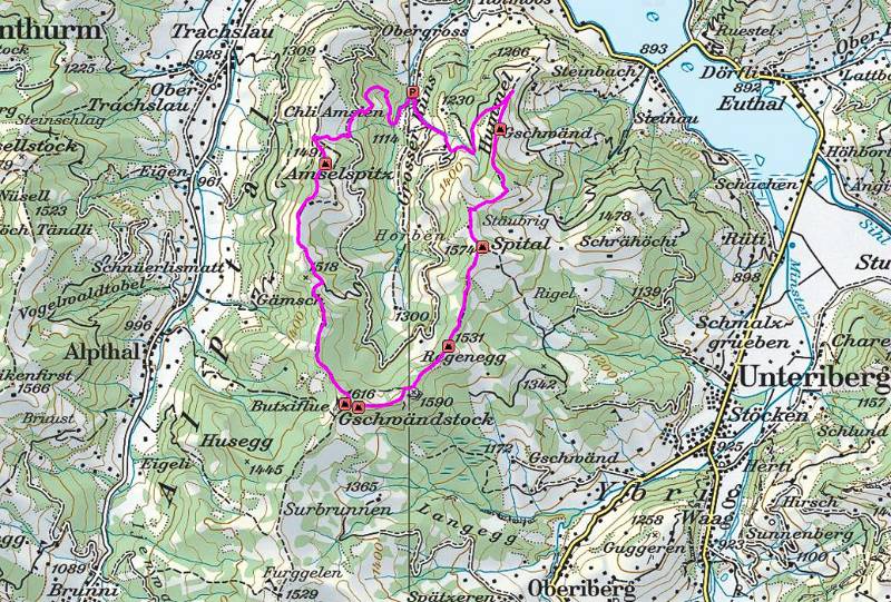 Die Route: Hummel - Spital - Gschwändstock - Amselspitz