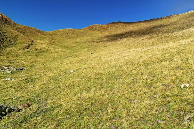 Blick Richtung Gipfel im Abstieg