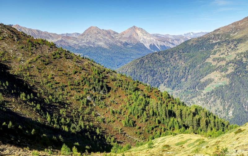 Piz Dora und Piz Daint im Münstertal