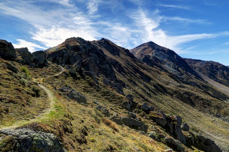 Im Bereich von Rifairscharte Blick zurück auf Piz Chavalatsch