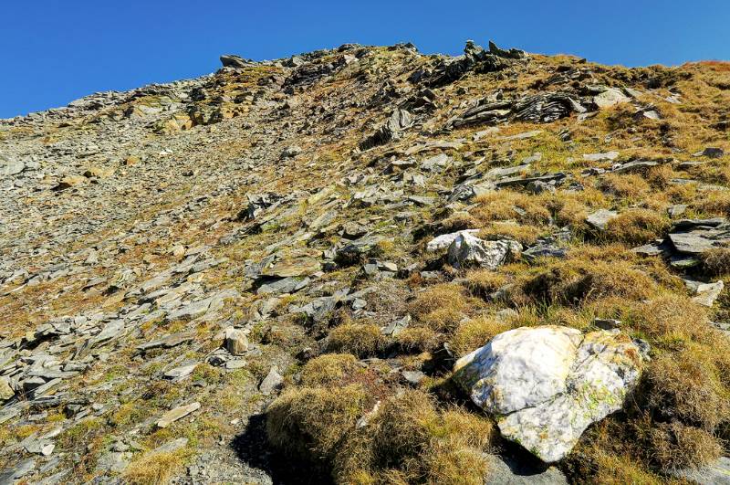 Blick zurück im Abstieg