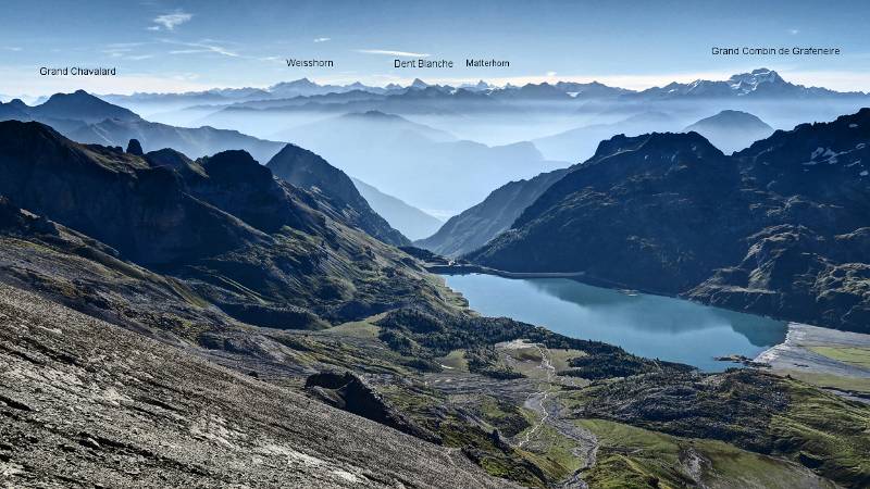Lac de Salanfe und bekannte Walliser Gipfel