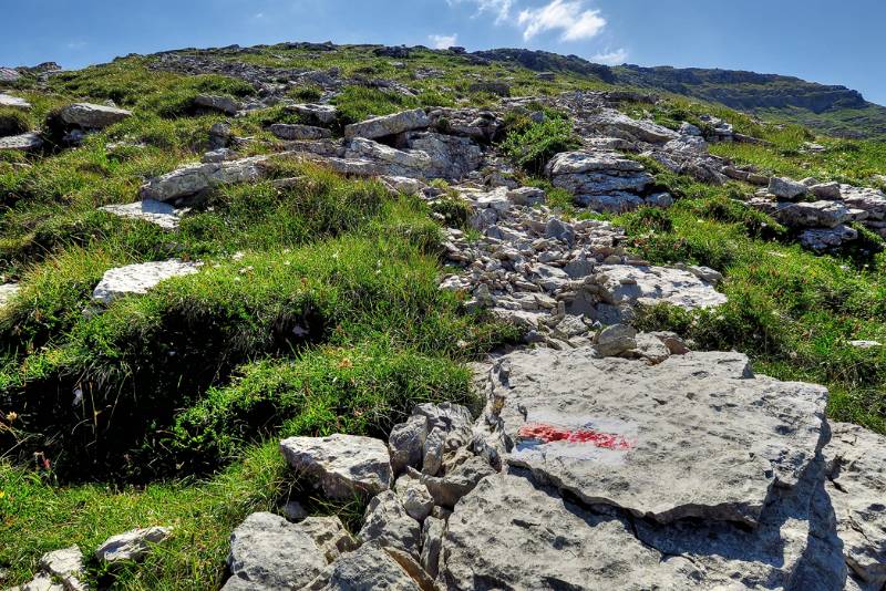 Blick zurück im Abstieg