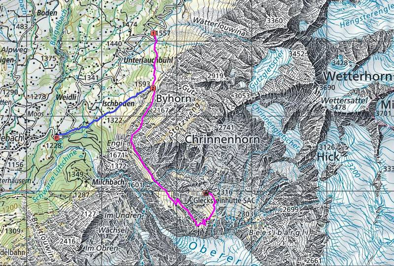 Route auf der Karte