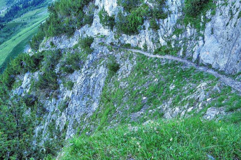 Der Wanderweg am Morgen ist noch schön im Schatten