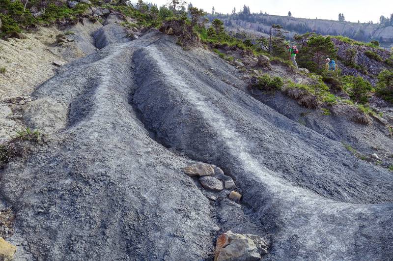 Die Spuren der Erosion. Da fliest viel Wasser bei Schneeschmelzen oder